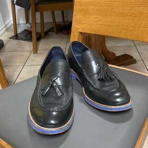 Cole Haan Black Loafers with Blue Accents